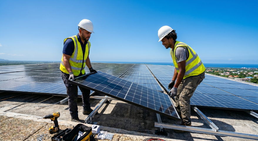 Instalación de paneles solares en Puerto Rico